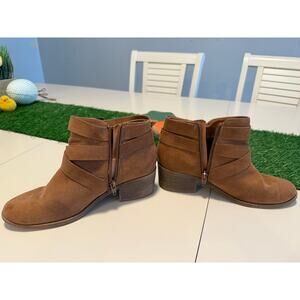 Light brown suede ankle boots